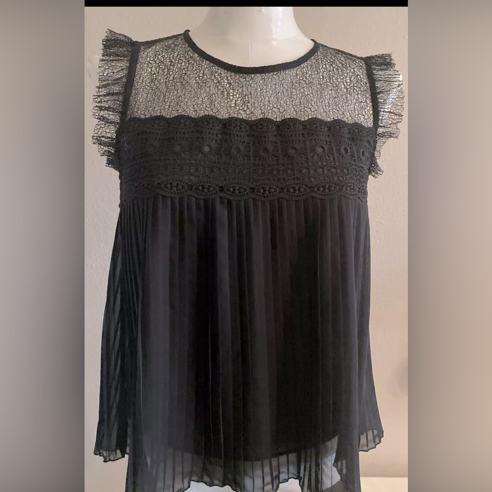 Zara Basic Collection Black Lace with accordion pleats size M